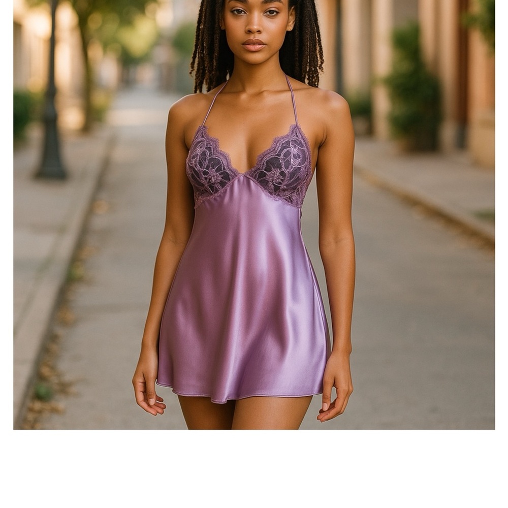 Shirley of Hollywood Lavender Satin Chemise